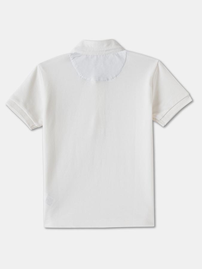 Boys Cotton Relaxed Fit Mandarin Collar Solid T-shirt