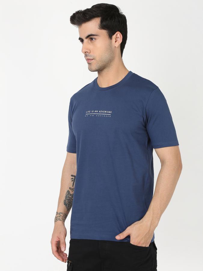 Men Cotton Regular Fit Round Neck Typographic T-shirt
