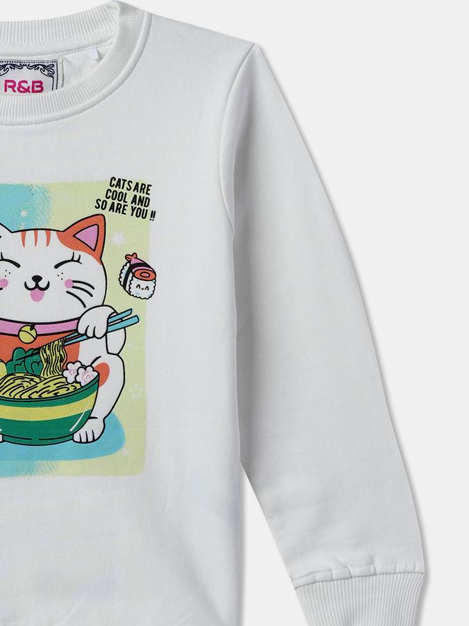 Girls Graphic Regular Fit Full Sleeves Crew Neck SweaT-Shirt