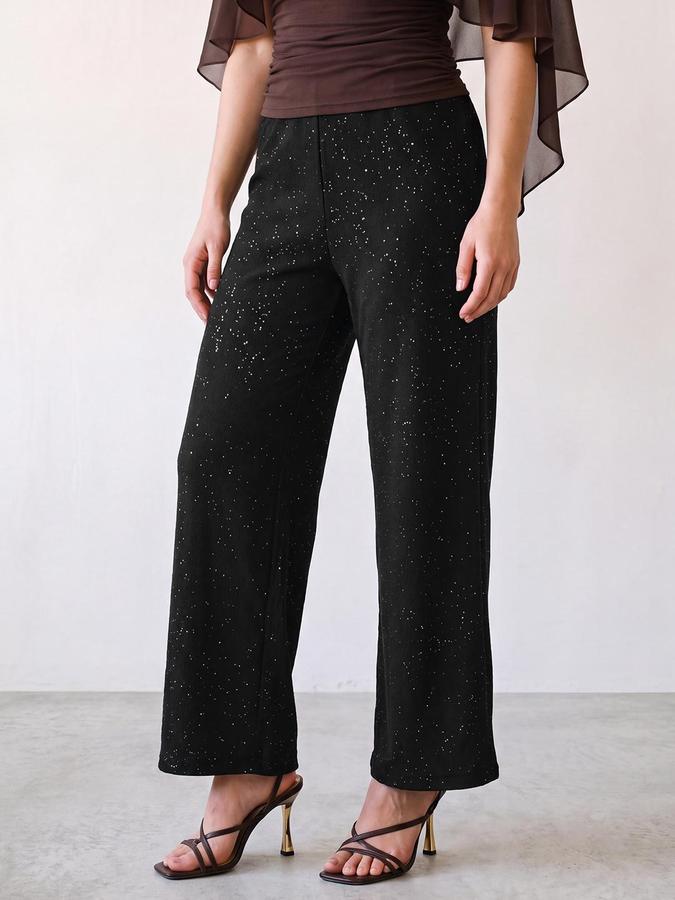 R&B Women Black Abstract Print Pure Polyester Pant