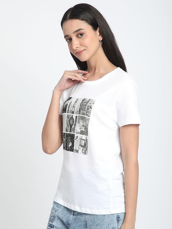 Women Cotton Regular Fit Round Neck Graphic T-shirt