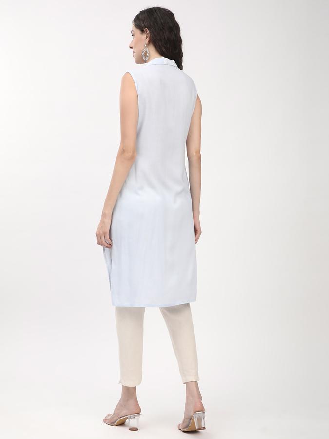 Women Viscose Straight Fit Shirt Collar Printed Kurta