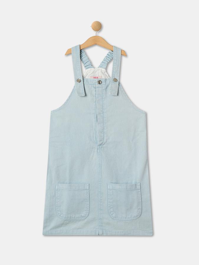 R&B Girl's Knee Length Woven Dungaree data-index=