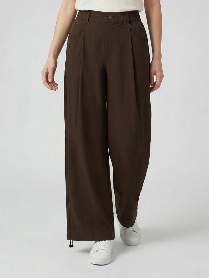 R&B Brown Solid Women Regular Fit Trousers