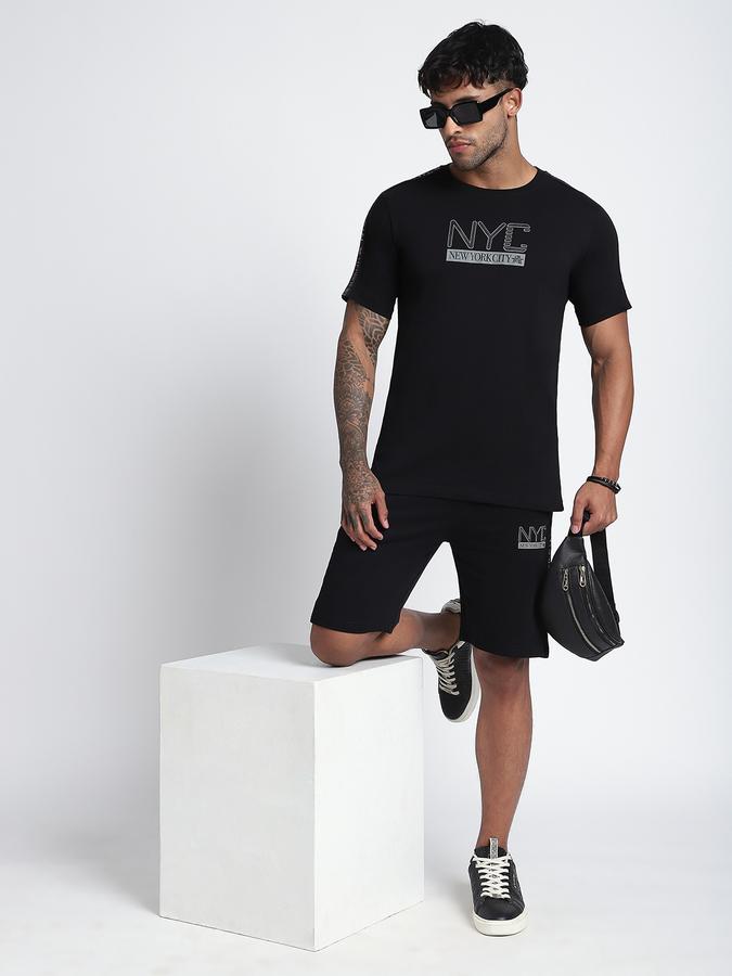 R&B Men's Black Printed T-Shirt