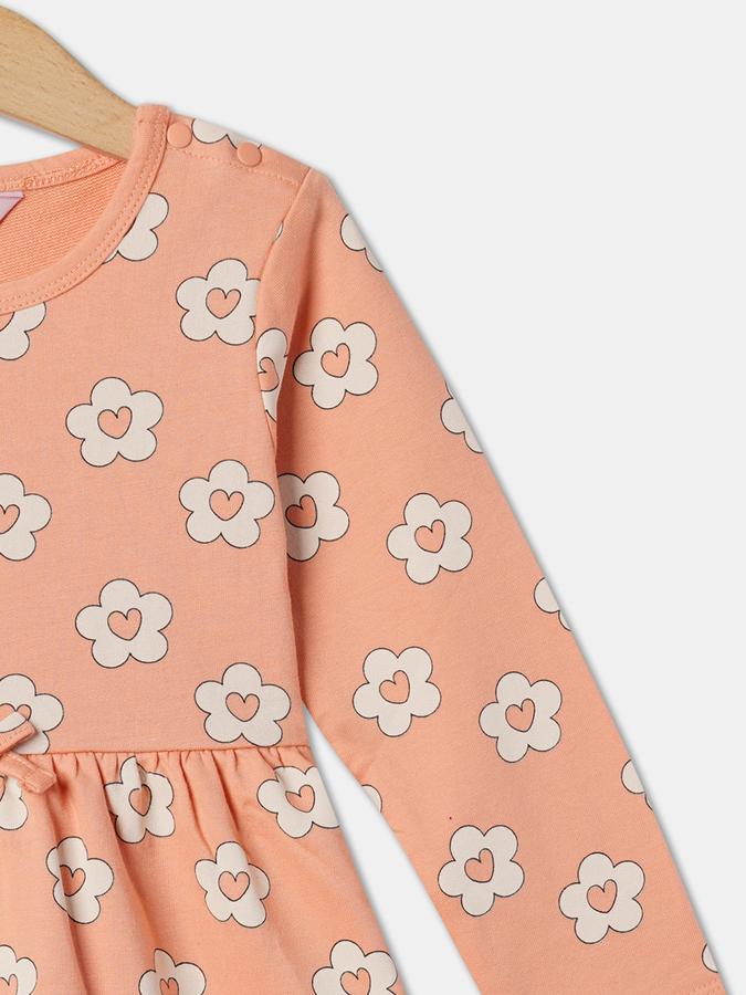 Girls Floral Print A-Line Dress image number 2