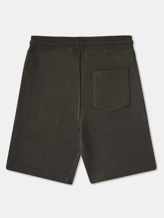 Boys Cotton Embroidered Mid Rise Drawstring Waist Clean Hem Shorts