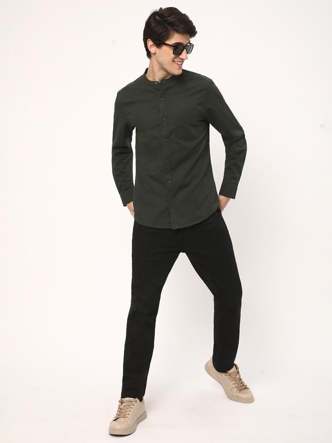 Men Regular Fit Shirt with Band Collar image number 1