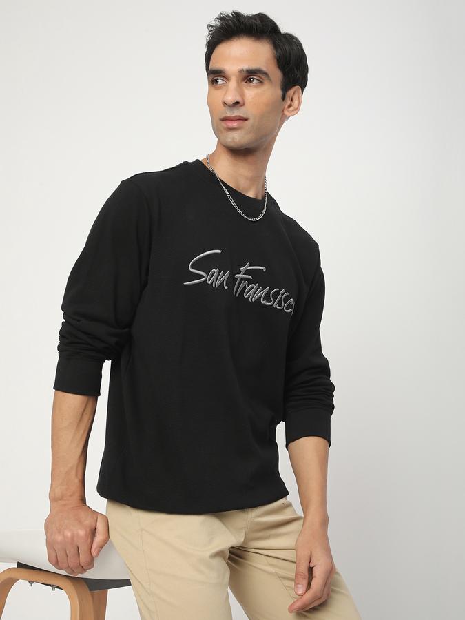 Men Cotton Regular Fit Crew Neck Graphic Sweatshirt