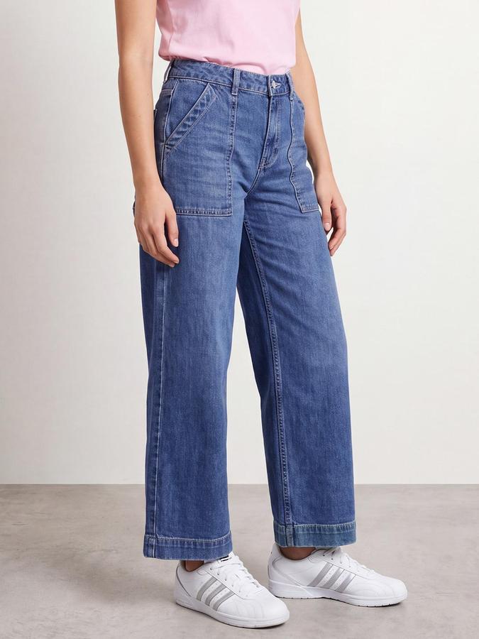 R&B Women Mid Blue Wide Leg Denim Jeans