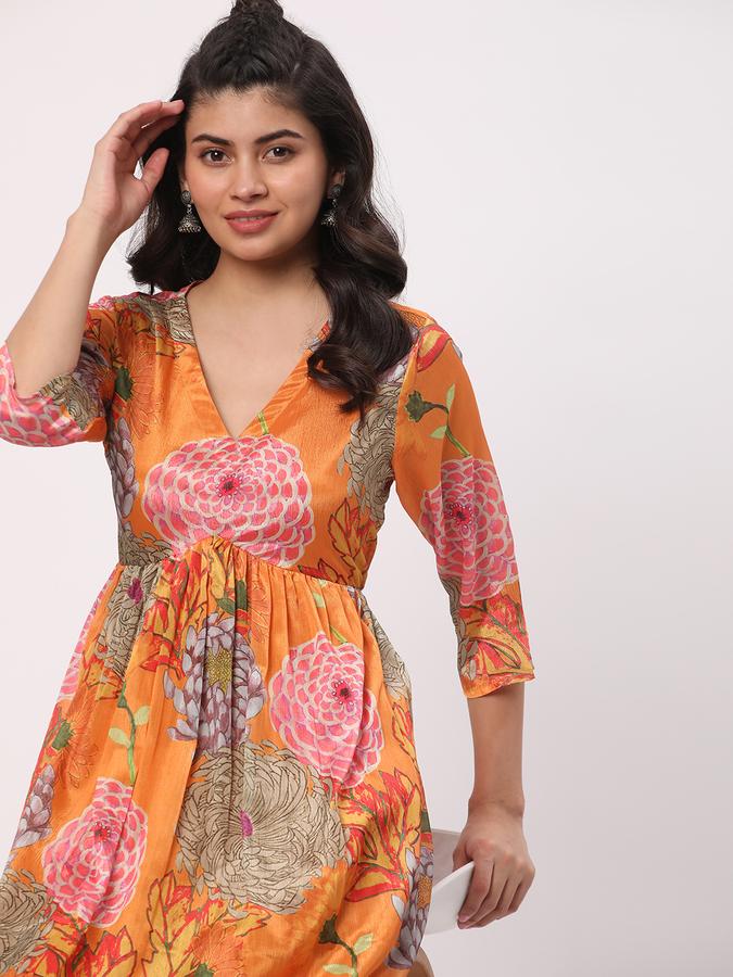 Women Floral Printed Flared Kurta image number 0