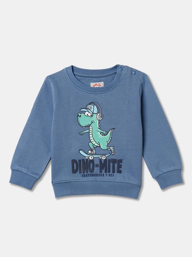R&B Boys' Blue Printed Sweatshirt