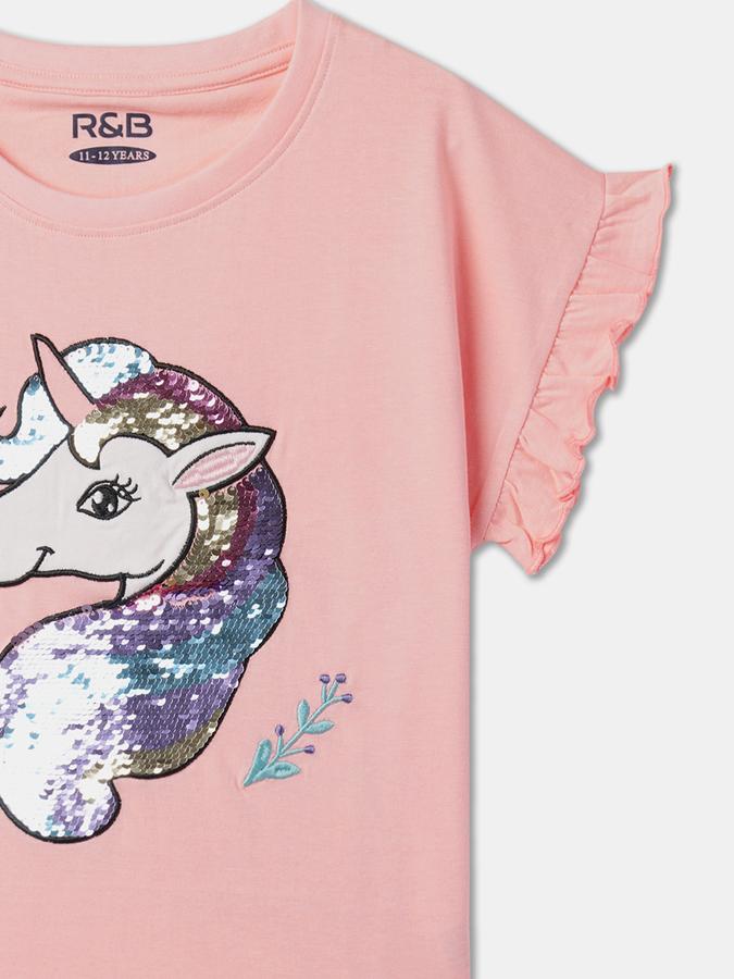 Girls Embellished Top with Short Sleeves image number 2