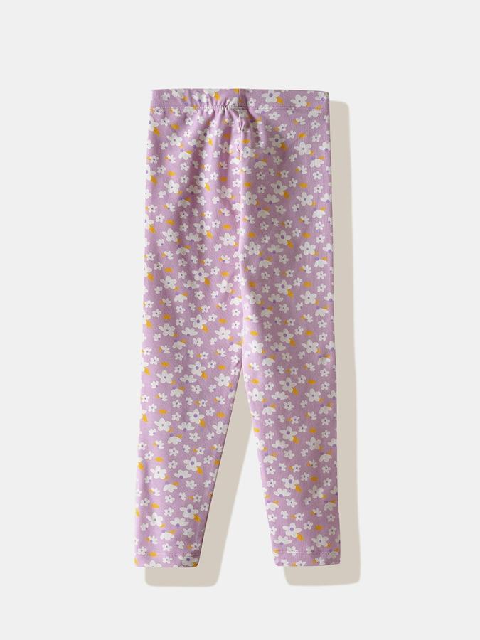 R&B Girls Purple Floral Printed Leggings