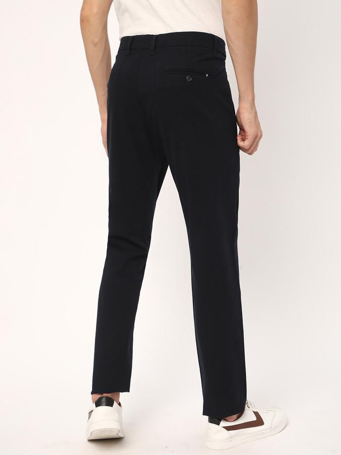 Men Cotton Slim Fit Flat Front Solid Trousers