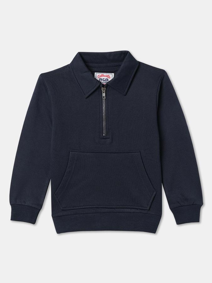 Boys Relaxed Fit Full Sleeve Zip Neck SweaT-Shirt