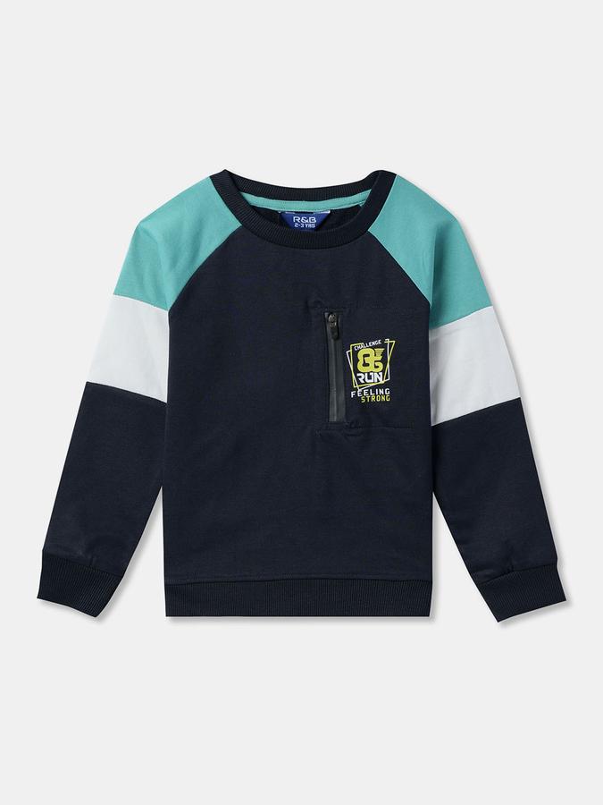 Boys Colorblock SweaT-Shirt with Joggers Fashion Set