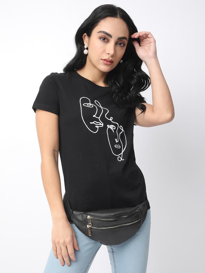 R&B Women Black Line-Art Print Line-Art Graphic T-Shirt