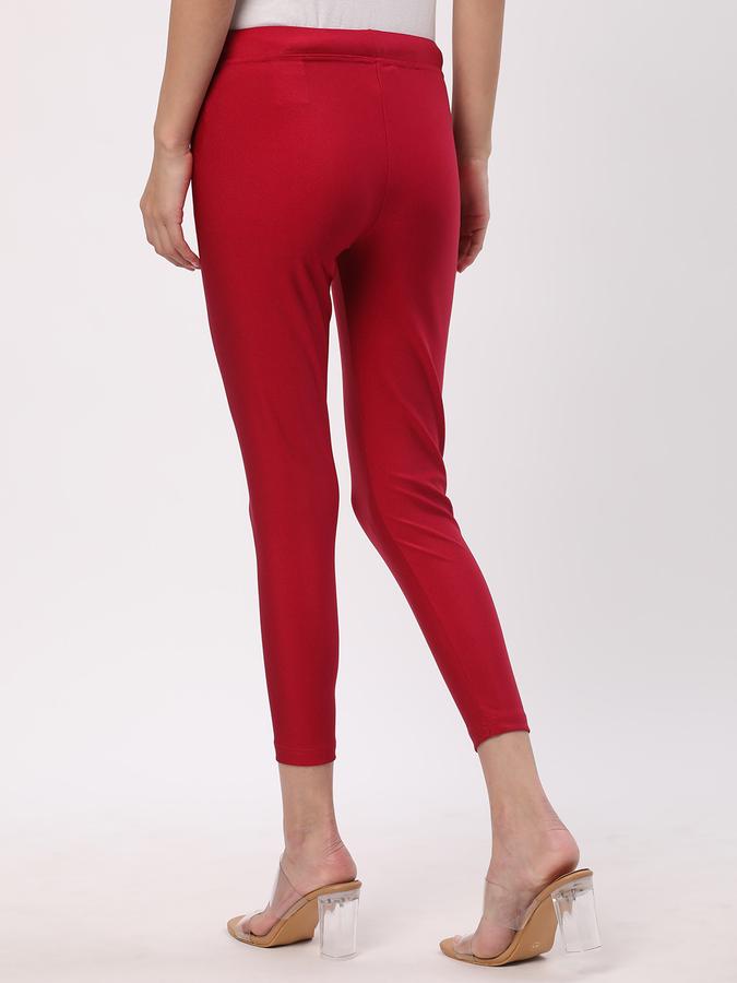Women Nylon Blend Elasticated Waist Ankle Length Solid Leggings