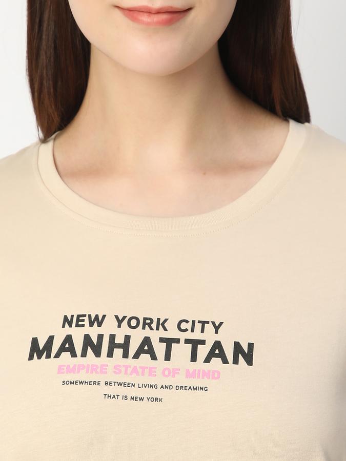 Women Cotton Regular Fit Crew Neck Graphic T-shirt