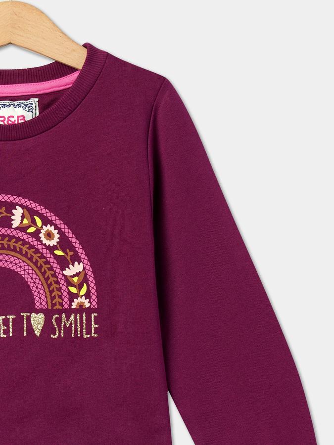 Girls Typographic Print Round-Neck Sweatshirt image number 2