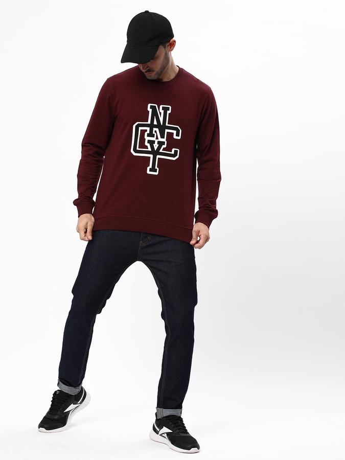 Men Regular Fit Typographic Print Round-Neck Sweatshirt image number 1