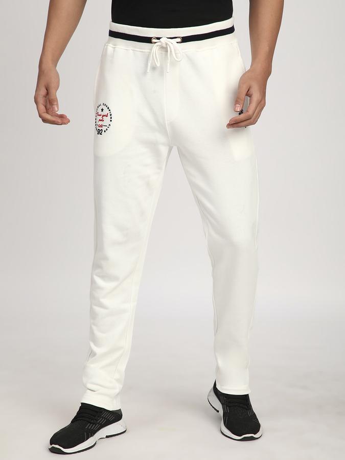 Men Fleece Tapered Fit Drawstring Waist Cuffed Hem Trackpants