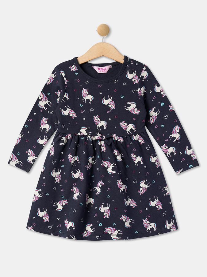 R&B Girls' Blue Printed Dress
