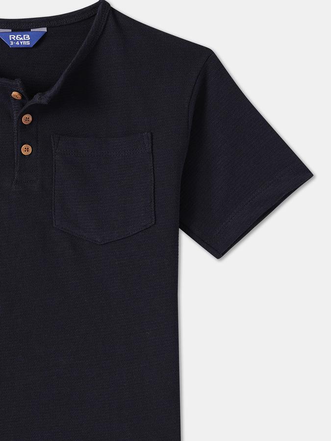 Boys Regular Fit Short Sleeve Henley Neck T-Shirt