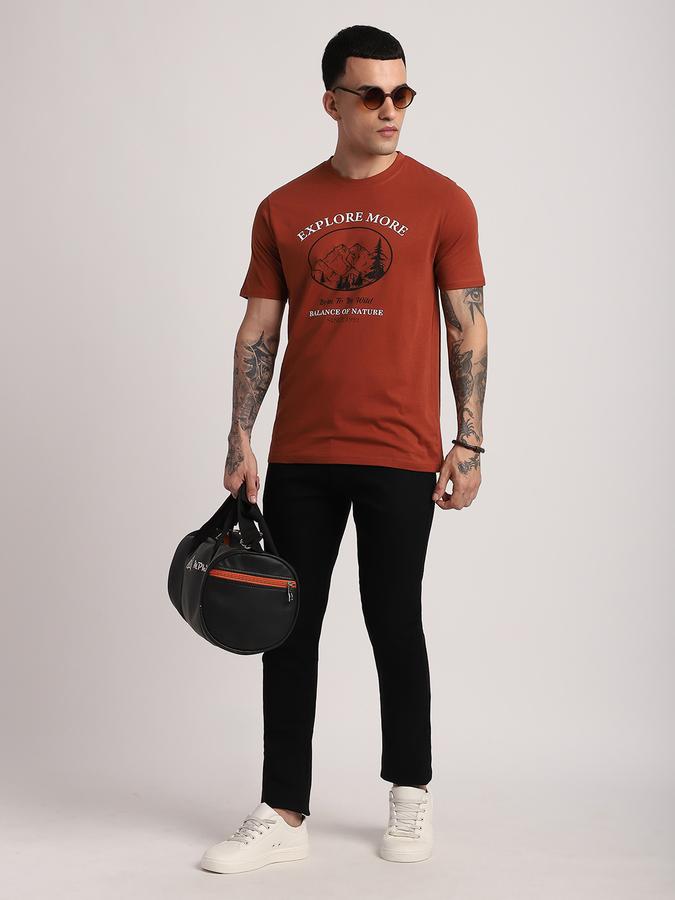 Men Cotton Regular Fit Crew Neck Graphic T-shirt