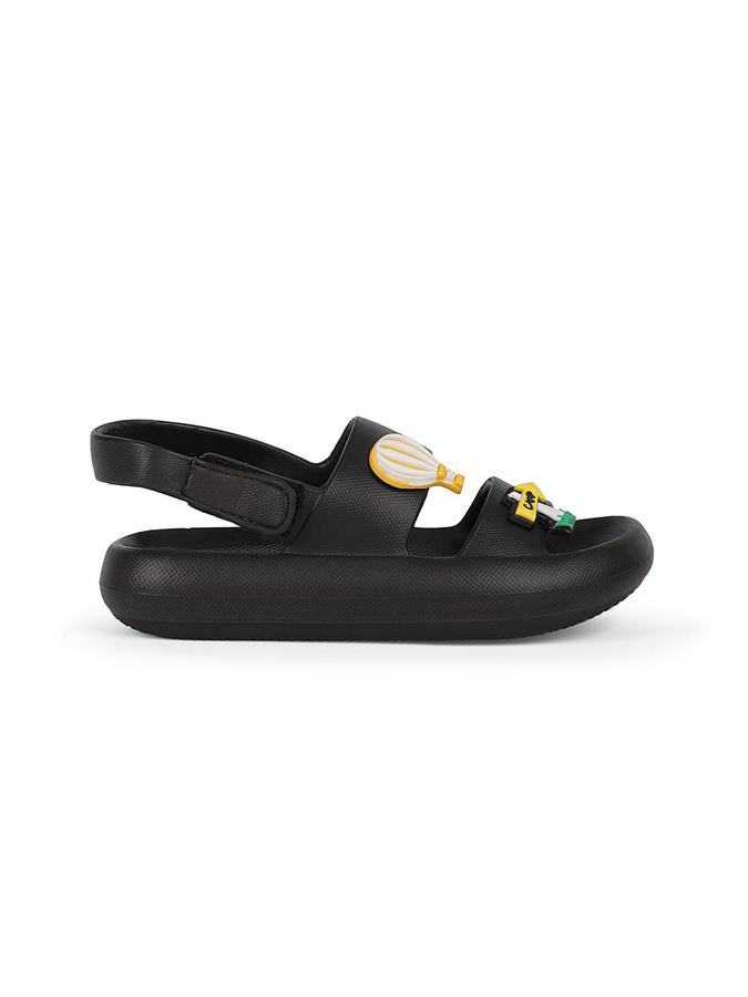 R&B Boys Brown Applique Work Sandal With Velcro Closure