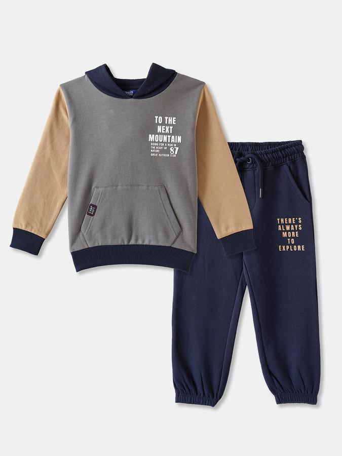 Boys Cotton Graphic Hoodie And Drawstring Joggers Set