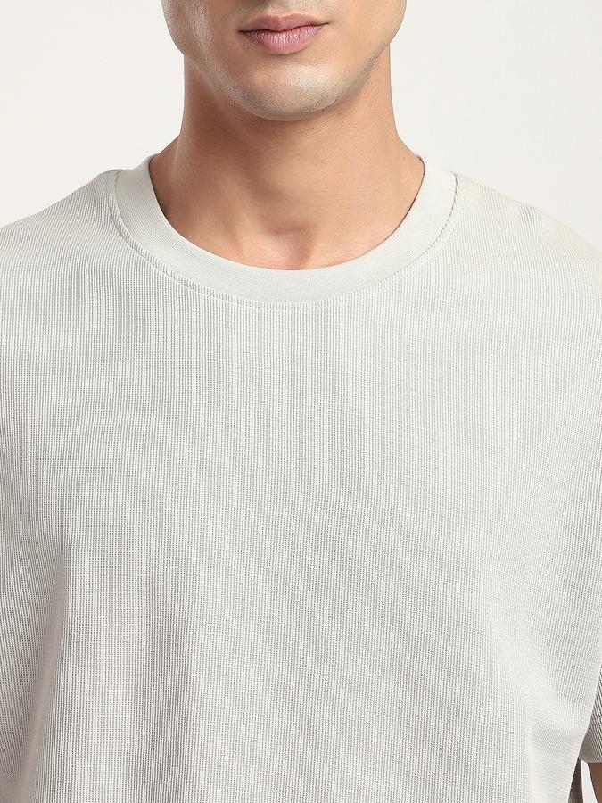 Men Cotton Loose Fit Crew Neck Ribbed T-shirt