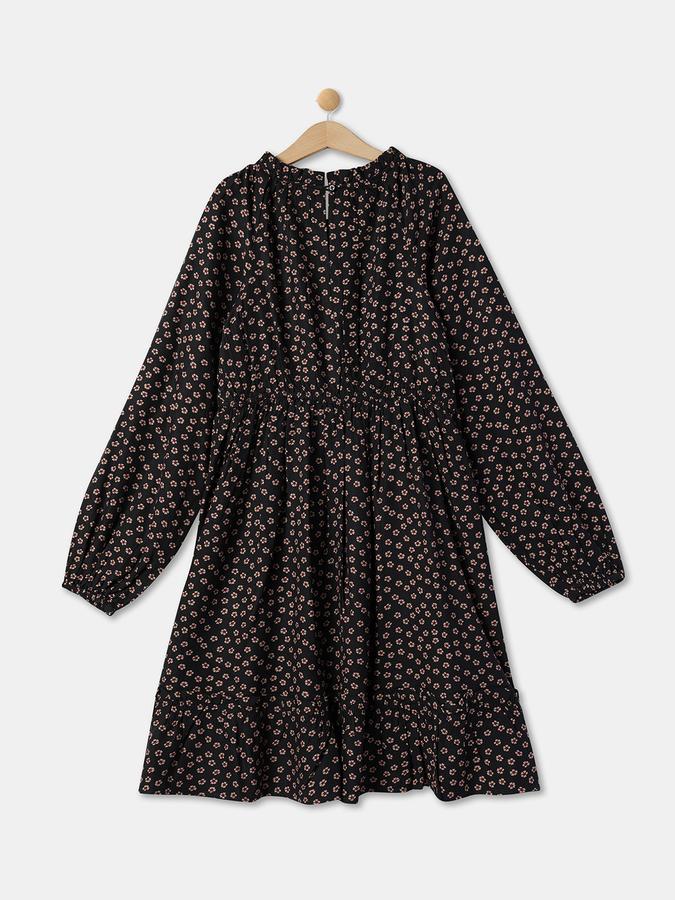Girls Floral Print A-Line Dress image number 1