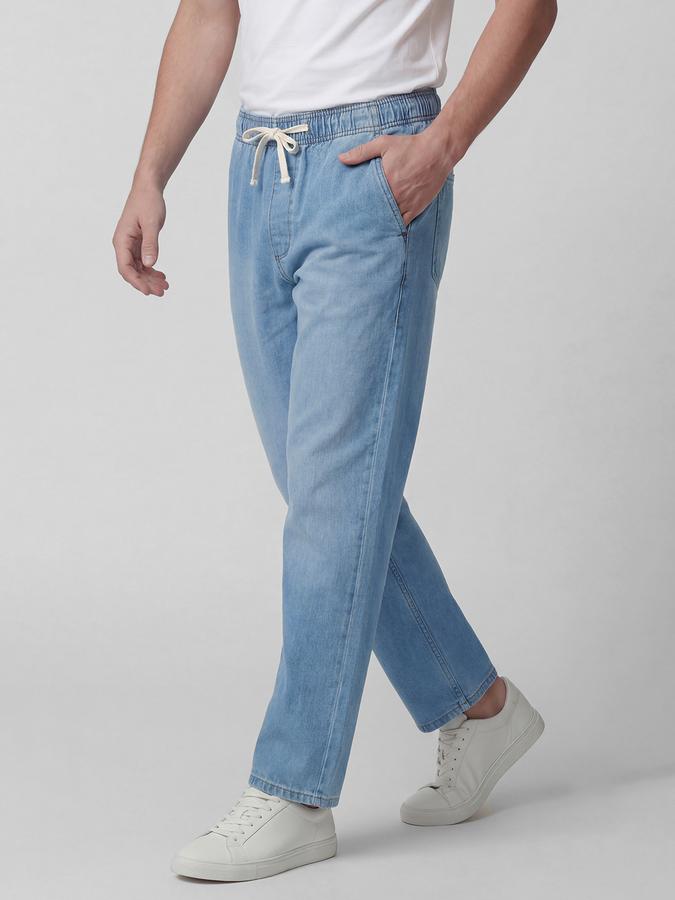 R&B Blue Solid Men Mid-Rise Relaxed Fit Jeans