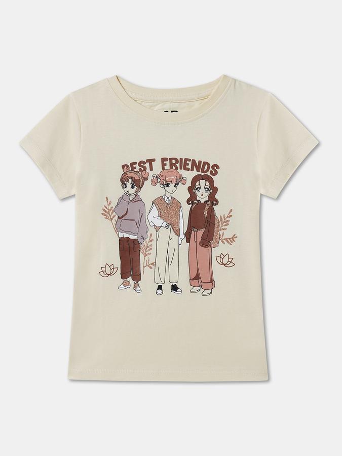 Girls Graphic Print Pure Cotton Regular T Shirt image number 0