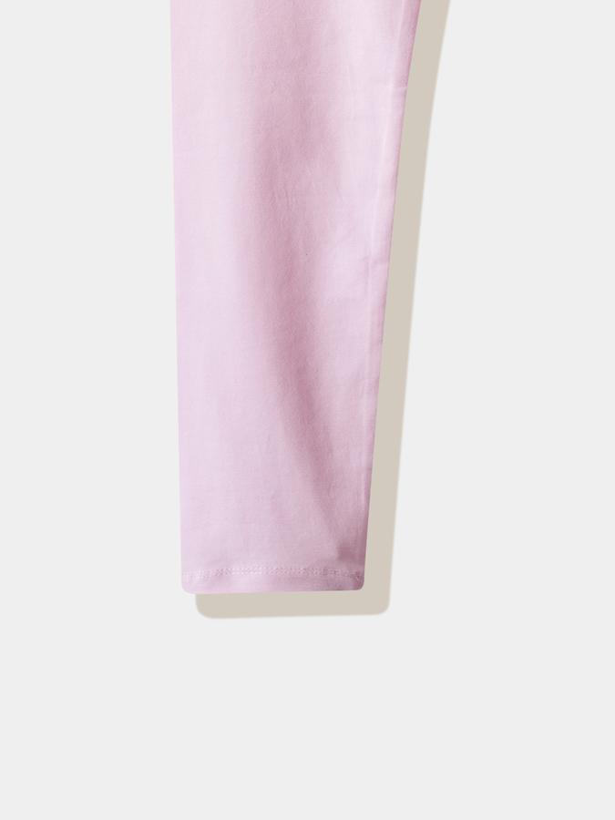 Girls Cotton Blend Skinny Fit Elastic Waist Solid Leggings