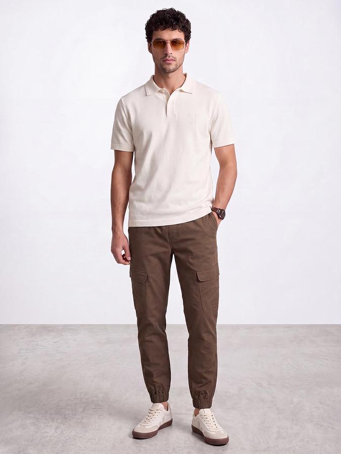 R&B Men Coffee Brown Mid Rise Regular Fit Cargos