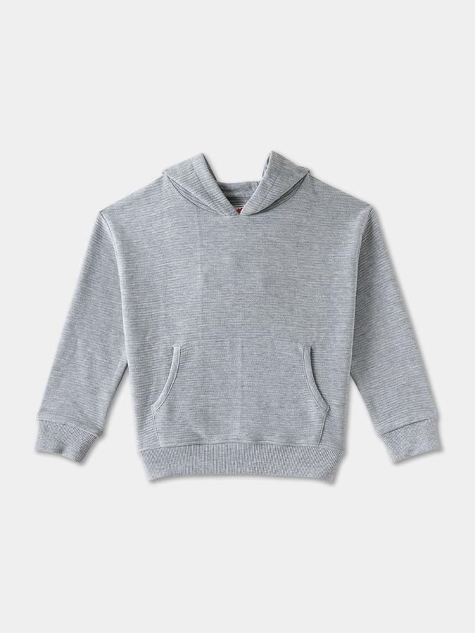 Boys Cotton Relaxed Fit Hooded Textured Hoodie