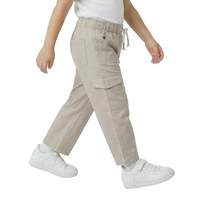 R&B Beige Solid Boys Regular Fit Cargo Styles Trousers