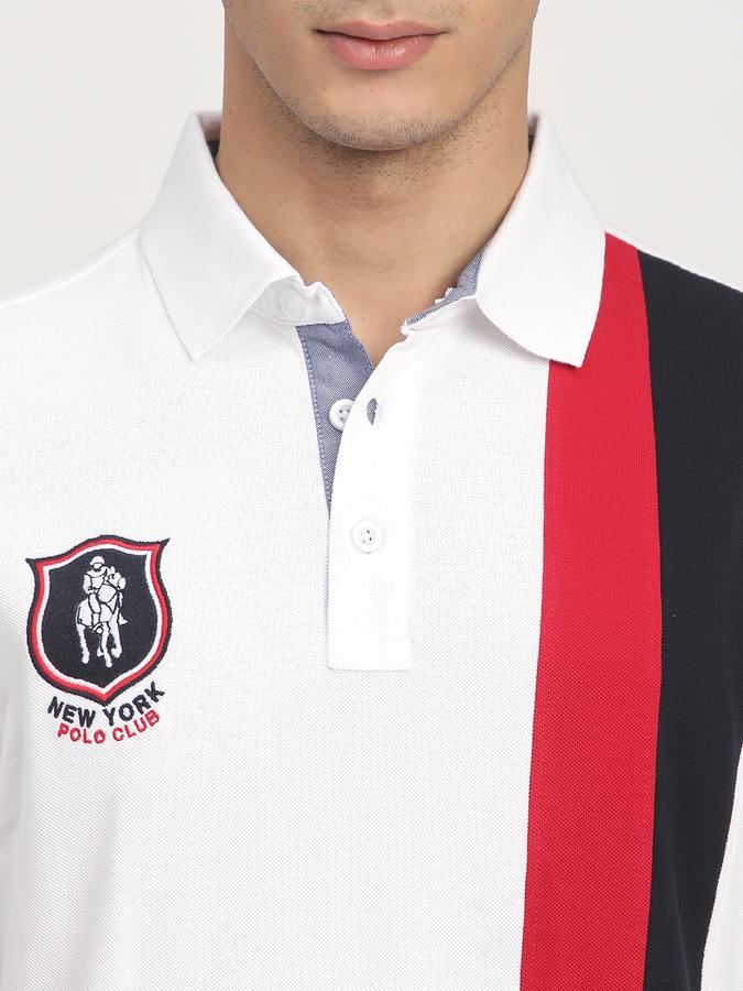 Men Cotton Regular Fit Polo Neck Color Block T-shirt