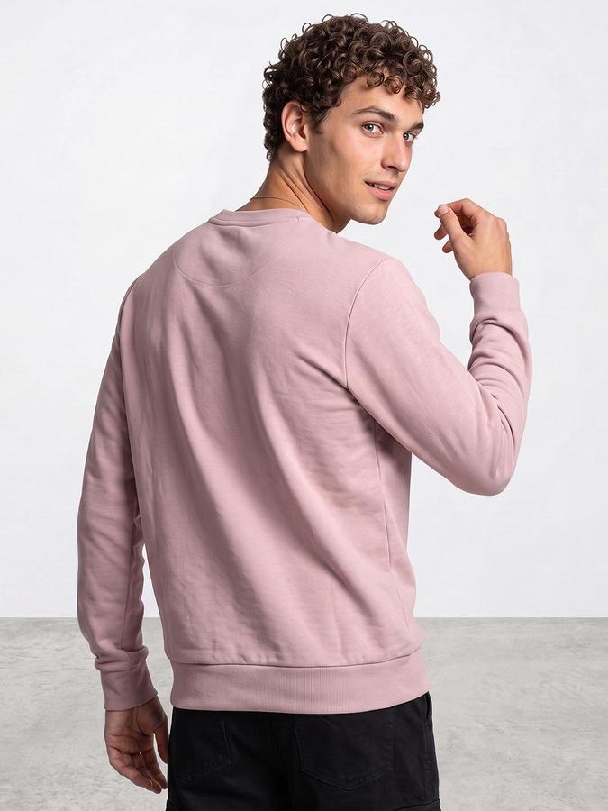 R&B Men Pink Typography Print Round Neck Long Sleeves Sweatshirt