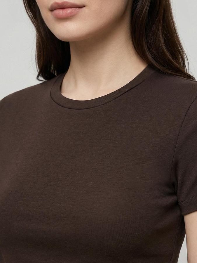 R&B Brown Solid Women Fitted Top 