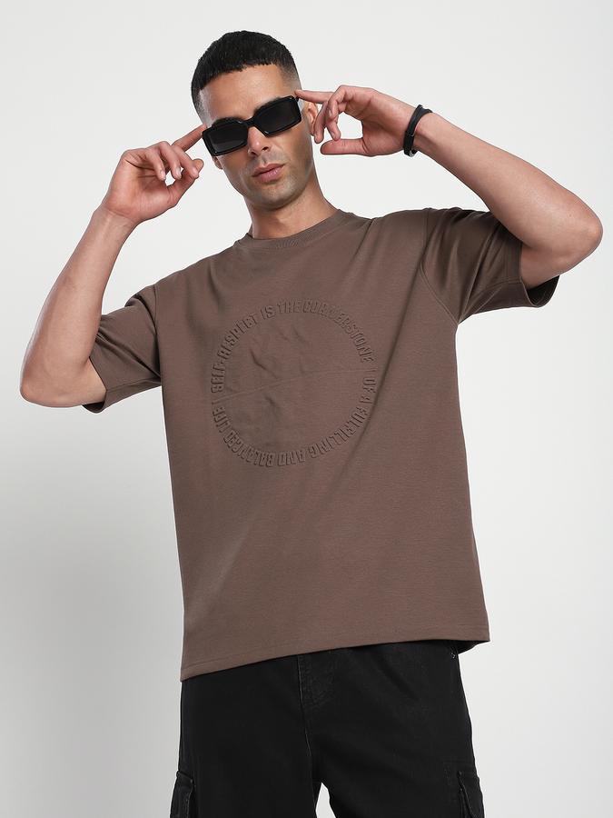 R&B Men's Brown Printed T-Shirt