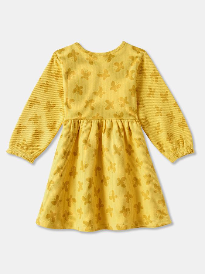 Girls Cotton Regular Fit Round Neck Printed Dress