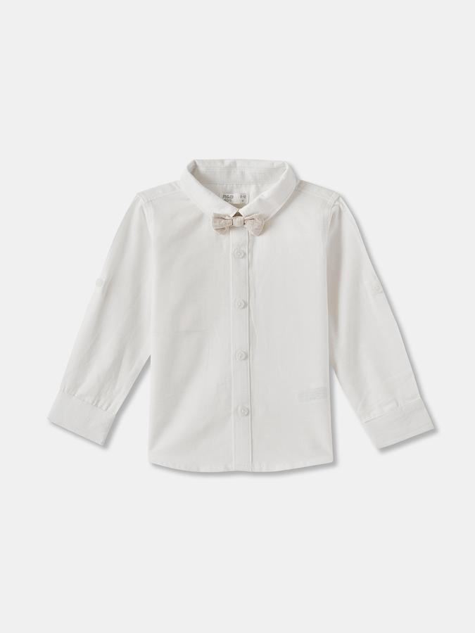 Boys Solid Full Sleeves Shirt with Shorts Fashion Set