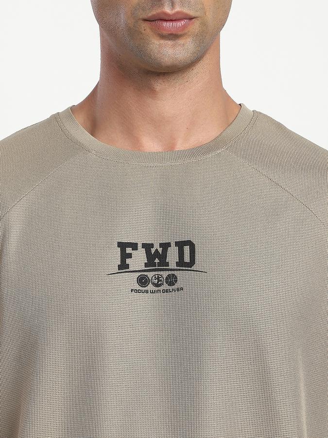 Men Polyester Relaxed Fit Crew Neck Graphic T-shirt