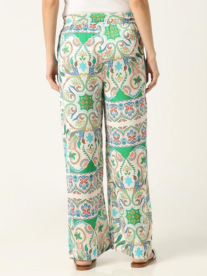 R&B Women Ivory Printed Relaxed Fit Trousers