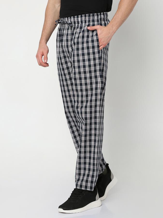 R&B Men Checked Straight Track Pants with Drawstring Waist image number 1