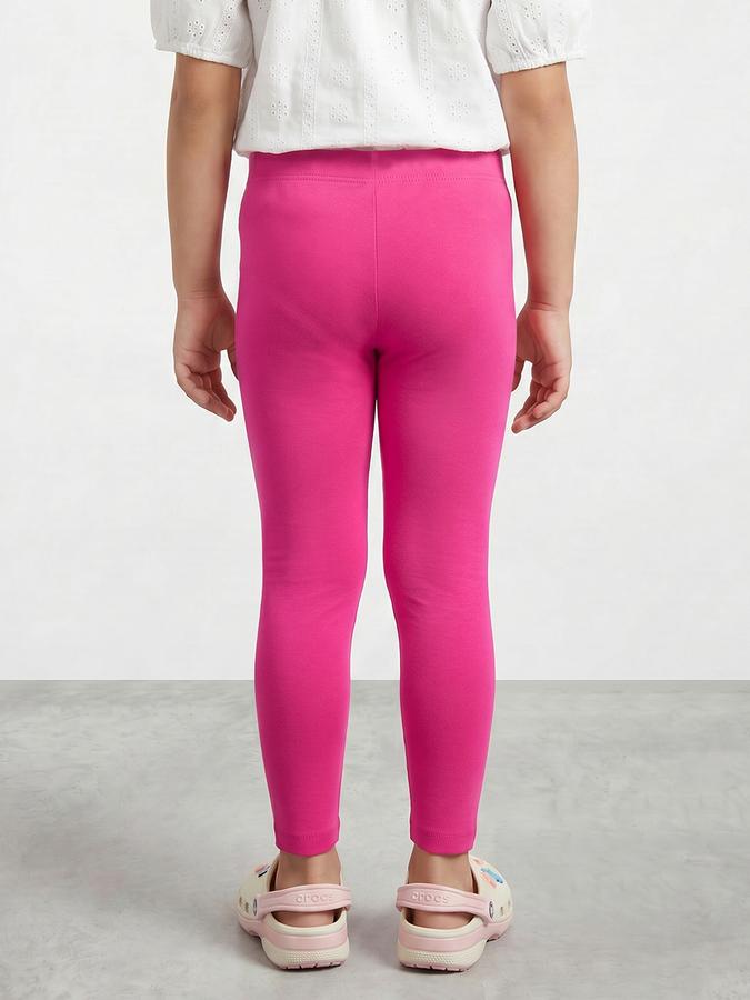 R&B Girl Pink Solid Cotton Blend Leggings